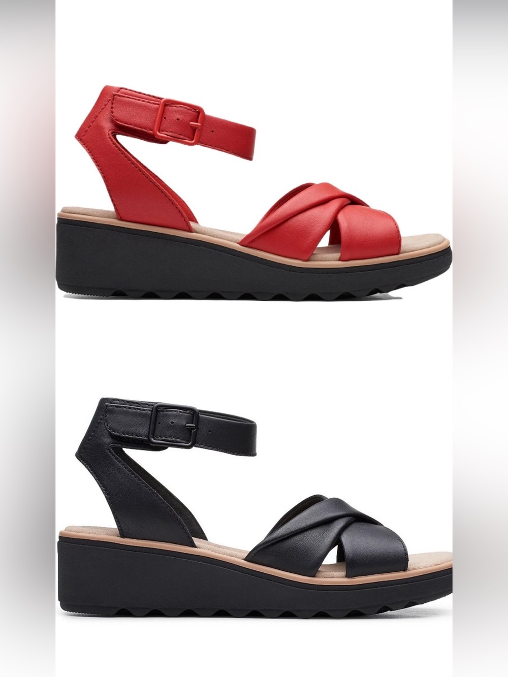 Bundle Clarks Collection Ankle Strap Wedge Sandals Jillian Bella size 9.5 wide